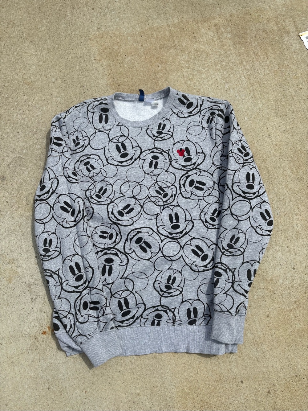 H&M DIVIDED Gray Mickey Mouse Pattern Crewneck Sweater